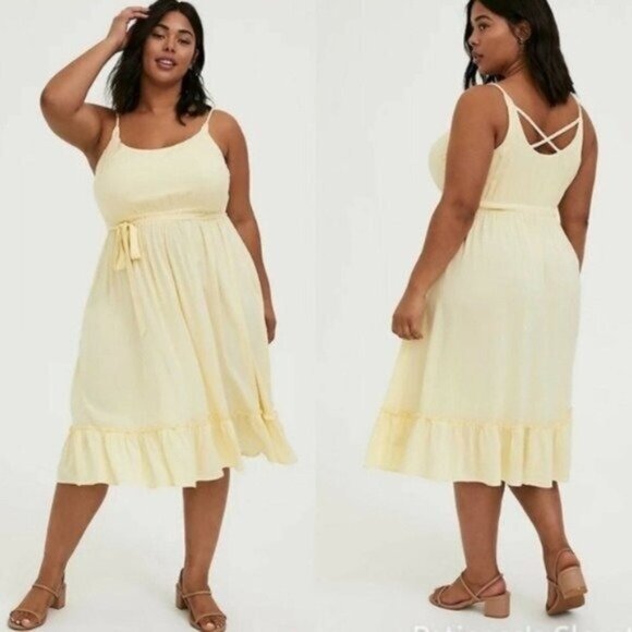 Torrid Yellow Summer Midi Dress - Picture 1 of 8